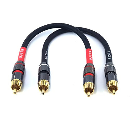 WJSTN-020 RCA to RCA Audio Cable, 1RCA Male to 1RCA Male Stereo Audio Cable Converter, Digital Stereo Audio Cable for subwoofer, Home Theater, high-Fidelity Audio-Double Shielding-2 Pack (4IN) - size: 4IN