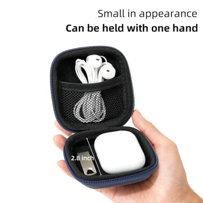 1 Pack Earbud Case & Headphone Case, Deep Blue | Durable, PU Leather, EVA hard shell, Protective Storage for AirPods, Wireless Earbuds & Wires