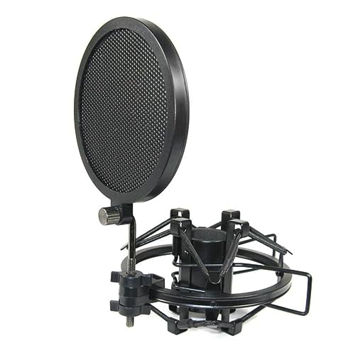 BESTonZON 1pcs Studio Microphone Double-layer Iron Net Windscreen Shield for Small Mics Protects against Plosives Saliva for Recording and Streaming Black
