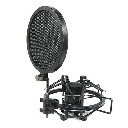 BESTonZON 1pcs Studio Microphone Double-layer Iron Net Windscreen Shield for Small Mics Protects against Plosives Saliva for Recording and Streaming Black