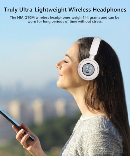 Wireless On-Ear Headphones Bluetooth with Microphone, Lightweight Foldable Wireless Headphones Built-in LED Lights, FM Radio, Micro SD/TF Slot for Travel Home, Green Q9M - color: Green