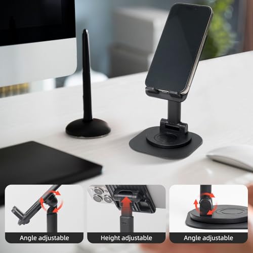 Giraffe wearing headphones Phone Stand for Desk Angle Height Adjustable Folding Cell Phone Holder Foldable Aesthetic Desktop Phone Stand Portable Cellphone Stand for All Phone Stand Smartphones - color: Black