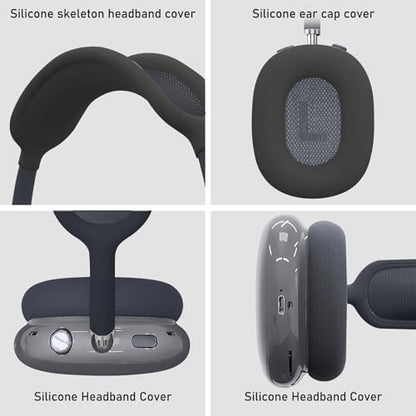 for AirPods Max case Cover,Anti-Scratch Ear Pad Case Cover/Ear Cups Cover/Headband Cover for AirPods Max. Clear Soft TPU and Silicone,Skin Scratch Proof. - color: 3PC-Black