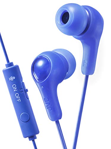 JVC Gumy Gamer, in Ear Earbud Headphones with Mic, Remote, and Mute Switch for Gaming and Chatting, Powerful Sound, Comfortable and Secure Fit, Silicone Ear Pieces S/M/L - HAFX7GA (Blue),Medium - color: Blue