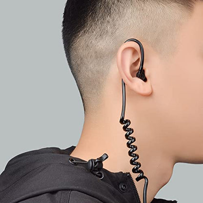 Replacement Acoustic Coil Tube Kit with Ear Tip(Black 3 Pack) | for Motorola Baofeng Kenwood Midland Walkie Talkie Surveillance Earpiece - size: pack of 3