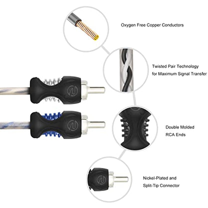 RECOIL RCI23 3ft 2-Channel RCA Audio Cable Twisted Pair Noise Reduction | 100% Oxygen Free Copper - style: 3ft 2-Channel RCA