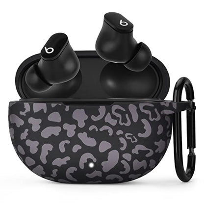 AIRSPO Silicone Case Compatible with Beats Studio Buds Case 2021 Soft Protective Cover for Beats Wireless Earbuds with Keychain (Black Leopard) - color: Black Leopard