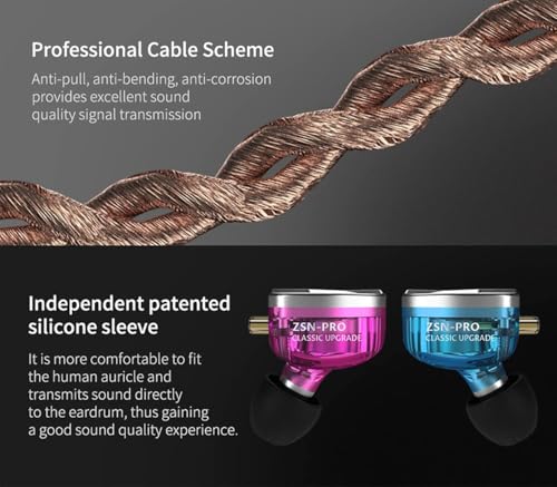KZ ZSN Pro Dual Drivers 1BA 1DD in Ear Earphones HiFi Power Bass Earbuds Headphones High Clarity Sound Wired Earphones with Detachable Cable for Audiophile Musician - color: ZSN Pro-purple, size: No Mic