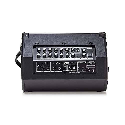 Coolmusic BP40D Powered Acoustic Guitar Amplifier- Portable Bluetooth Speaker 80W W/Battery with Reverb Chorus Delay Effect, 6 Inputs,3 Band EQ, Black - color: Black