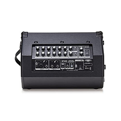 Coolmusic BP40D Powered Acoustic Guitar Amplifier- Portable Bluetooth Speaker 80W W/Battery with Reverb Chorus Delay Effect, 6 Inputs,3 Band EQ, Black - color: Black
