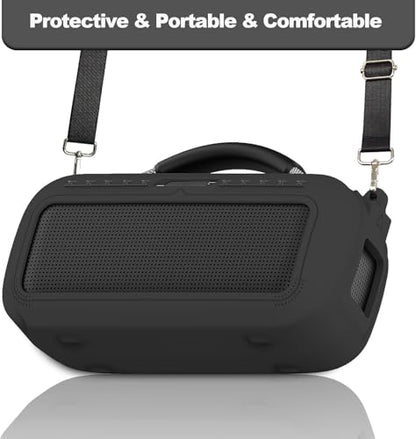 JCHPINE Silicone Cover and Carrying Case for Bose SoundLink Max Speaker | Protective Cases for SoundLink Max Speaker Accessories, Soft Silicone Cover and Hard Case with Shoulder Strap (Black) - color: Black Case