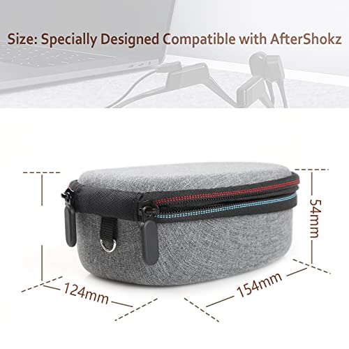 Hard Case Compatible with AfterShokz Trekz Air/Aeropex/Titanium Mini Open Ear Wireless Bone Conduction Headphones AS650 / AS800, EVA Storage Pouch for Charging Cable, Gray - color: Gray