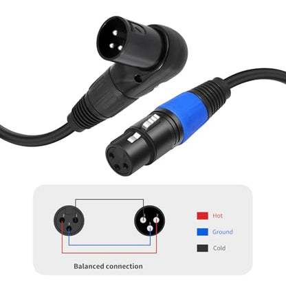Right Angle XLR Cable 3.3FT, 2Pack, Black, Straight Female to 90 Degree Male Microphone Cable Cord, 3Pin XLR Adapter for Sound Devices Mixer Recorder - size: 3.3FT, style: R/A Male to ST FM
