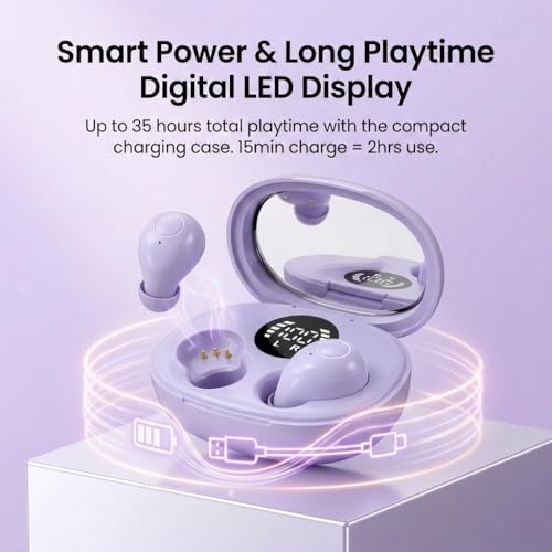 Smallest Invisible Earbuds Wireless Bluetooth, Low Profile Micro Tiny Discreet Hidden Earbuds for Work,Mini Small Headphones, Invisible Sleep Wireless Earphone for Small Earbuds