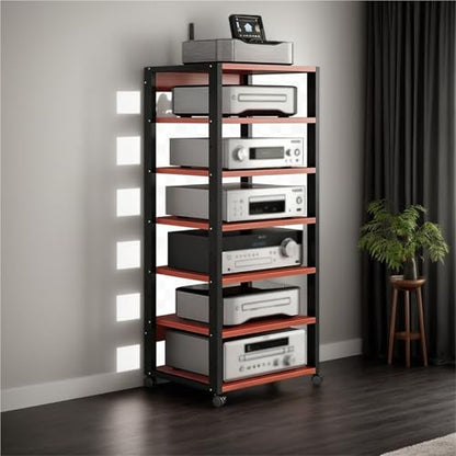 Audio Stand HiFi Rack Av Cabinet, Adjustable Height Audio Stand, Tv Gaming Console Receiver Rack, Home Office Club Theater Living Room,Brown-50 * 40 * 131cm - color: Brown
