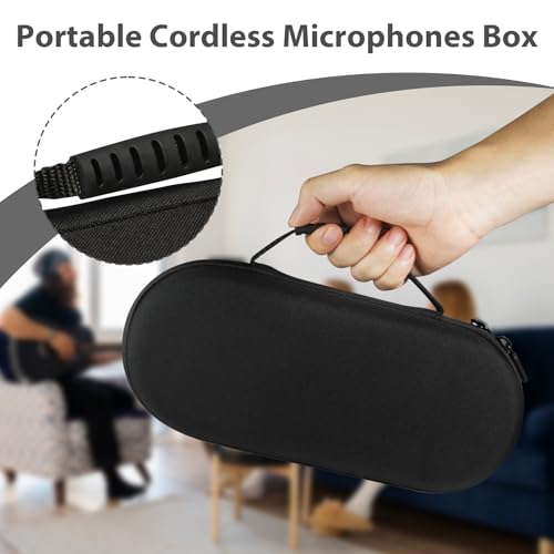 Wireless Microphone Case Compatible with JBL Wireless 2 Microphone System, Handheld Dual Mic Carrying Case, Travel Bag for Receiver, Batteries and Adapter, Karaoke - Black (Box Only) - color: Black