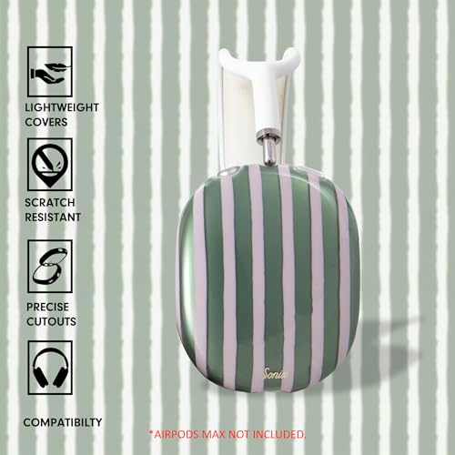 Sonix Protective Case for AirPods Max Headphones - Stylish TPU Hard Shell Ear Cup Covers | Abstract Stripe Sage - color: Abstract Stripe Sage
