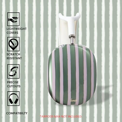 Sonix Protective Case for AirPods Max Headphones - Stylish TPU Hard Shell Ear Cup Covers | Abstract Stripe Sage - color: Abstract Stripe Sage