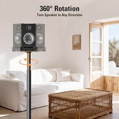 Speaker Stands Pair, 34"-43.3" Height Adjustable, Max 11 lbs, Cable Conceal | Speaker Stand for Surround Sound, Sturdy Spring-Loaded Floor Standing for Satellite Rear Bookshelf Speaker - size: Height 34"-43.3"