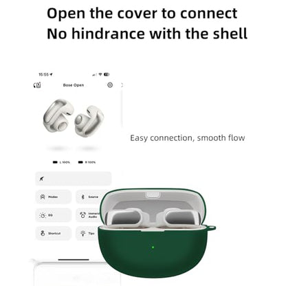 [3 in 1] TSVSXS Silicone Case Compatible with Bose Ultra Open Earbuds, Soft Protective Cover for Bose Open Ear Wireless Earbuds with Cleaning Kit Keychain - color: Green