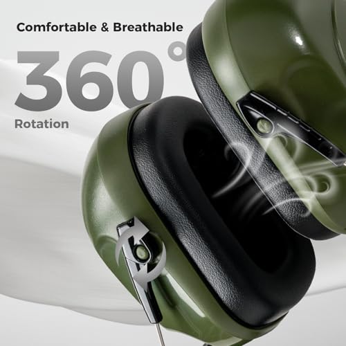 ProCase NRR 28dB Noise Reduction Ear Muffs, Foldable Adjustable Noise Cancelling Headphones - color: 1 - Armygreen