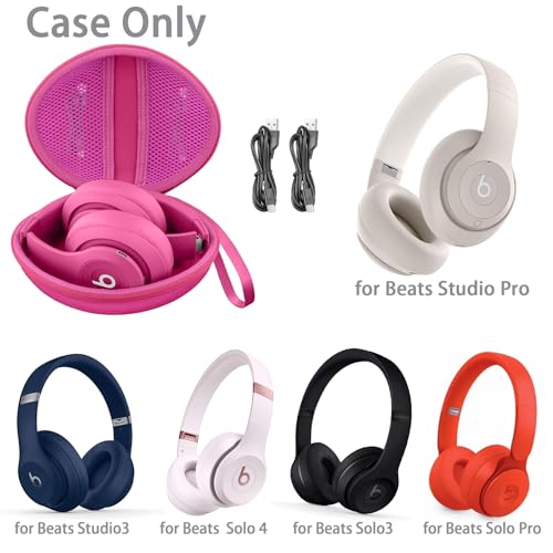 for Beats Studio Pro/Studio3/Solo4/Solo3 Headphones Hard Case, Rose Red - color: Rose Red Case