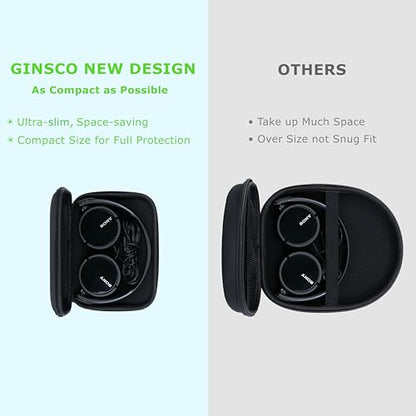 Ginsco Slim Protect Case Compatible with Sony ZX Series Wired On-Ear Headphones, MDR-ZX110 / MDR-ZX110AP / MDRZX110NC / MDR-ZX310AP, Hard Shell Travel Carrying Headphone Case (Black-S) - color: Black-S