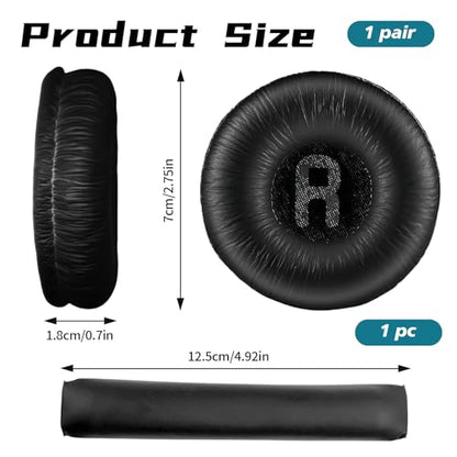 1 Pair Ear Pads and 1 Headband, Earpads Replacement Cushions for JBL Tune600 T500BT T450 T450BT JR300BT JR310BT Headphones (Not Suitable for Tune 600btnc) with Memory Foam, Soft Protein Leather - color: pads and headband - Black