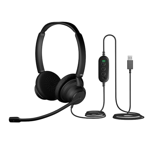 Cyber Acoustics USB-A Stereo Headset (AC-204USB), in-Line Controls, Adjustable Headband, Lightweight, Durable Construction, Leatherette Earpads, 8 ft Braided Cable - style: USB Stereo Headset