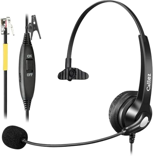 Callez Mono RJ9 Phone Headset with Noise Cancelling Mic for Avaya 1608 1616 | Telephone Headset, Volume Controls, Phone Headphone Work for Grandstream GXP2135 2170 Panasonic Ooma Office Landline Phones - color: Black