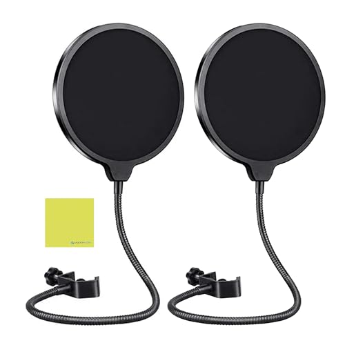Liquid Audio Microphone Pop Filter, 2-Pack, Bundle with Polishing Cloth