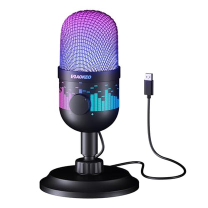 USB Gaming Microphone, Condenser Microphone for PC/MAC/PS4/PS5/Phone-Cardioid Mic with RGB Lighting - color: AK-1
