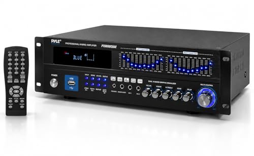 Pyle Bluetooth Hybrid Home Amplifier - 6-Channel 2000W Rack Mount Power Amplifier Receiver w/ Radio - Dual 10 Band EQ, Karaoke Microphone x2, USB, RCA, COAX, OPT, DVD Inputs, HiDef Input and Output