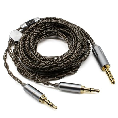 Youkamoo 4.4mm Cable Compatible with Hifiman HE4XX, HE-400i Headphones 8 Core Braided Silver Plated Replacement Audio Upgrade Cable (4.4mm to Dual 3.5mm Male Version) - size: 6 Feet