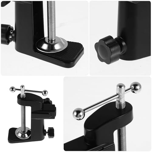 Ciieeo Adjustable Metal Boom Arm Clamp Microphone Stand with Black Aluminum Alloy Desk Base, Versatile Suspension Holder for Live Streaming, Recording, and Gaming