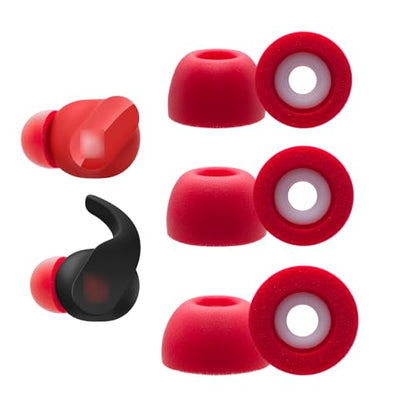 Klowcok Replacement Ear Tips for Beats Studio Buds/Fit Pro/Studio Buds+ | Memory Foam Earbuds Tips, Comfort Fit, 3 Pairs (S/M/L) Red