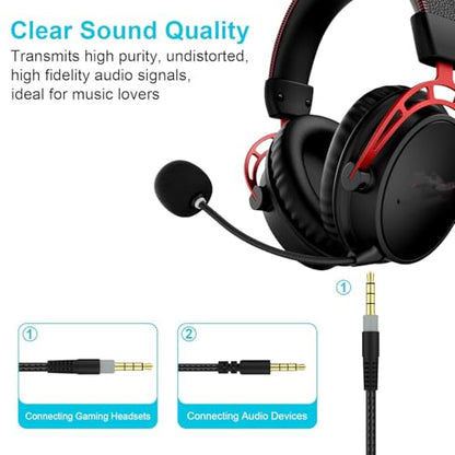 Replacement Cloud Alpha Cable Audio Cord with Mute & Volume Controls Compatible with Kingston Cloud Alpha and Cloud Mix Gaming Headset (Black)