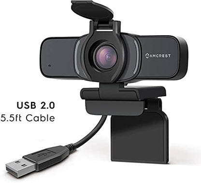 Amcrest 1080P Webcam with Microphone & Privacy Cover, Web Cam USB Camera, Computer HD Streaming Webcam for PC Desktop & Laptop w/Mic, Wide Angle Lens & Large Sensor for Superior Low Light (AWC201-B)