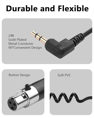 CERRXIAN 3.5mm to Mini XLR Stereo Audio Coiled Cable 90° 1/8" TRS Jack to 3 Pin Mini XLR Female Stereo Adapter Connector for Digital Camera, Microphone, Audio Mixer, Cell Phone, Laptop, Speaker 1.64Ft - size: 3.5MM TRS Male to 3 Pin Mini XLR Female