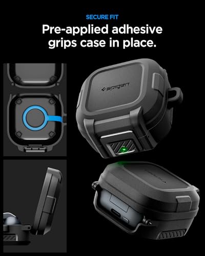 Spigen Lock Fit Designed for Galaxy Buds 4 Pro/Buds 4 Case (2026) | Secure Locking Clip, Dual-Layer Protection, Included Carabiner, Wireless Charging Compatible - Matte Black - size: Buds4 Pro / Buds 4