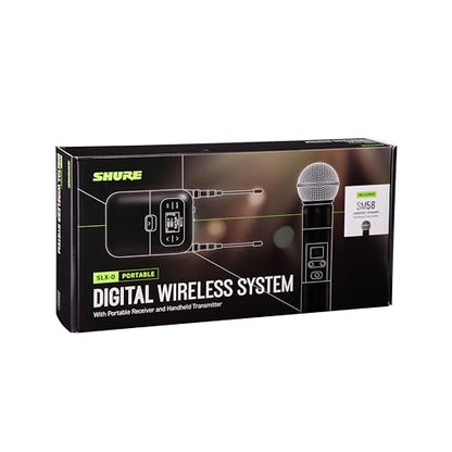 Shure SLXD25/SM58 Portable Digital Wireless System with SLXD2 Handheld Transmitter with SM58 legendary Cardioid Dynamic Vocal Microphone and SLXD5 Single-Channel Receiver | J52 Band (SLXD25/SM58-J52) | SLXD2 Handheld Transmitter, J52 Band (SLXD25/SM58-J52