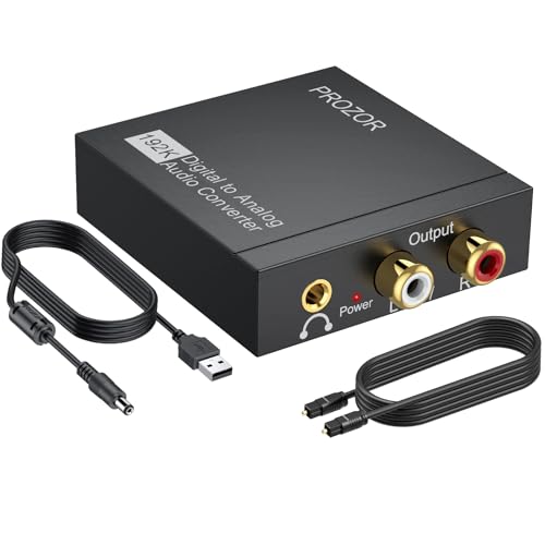 PROZOR 192KHz 디지털 - 아날로그 오디오 컨버터, DAC 광학 - 아날로그 L/R RCA 3.5mm 컨버터, 디지털 SPDIF 토스링크 광학 - 3.5mm 잭 어댑터 PS3 HD DVD PS4 Amp 애플 TV 홈 시네마용 - size: Lightweight Shell, style: 2.0CH PCM