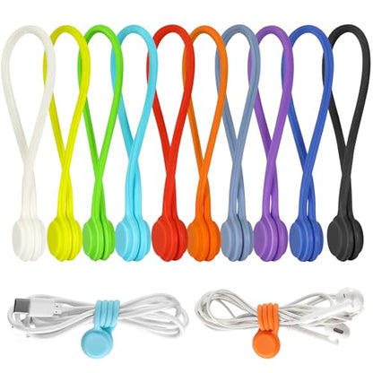 10 Pcs Reusable Magnetic Cable Ties, 7.1 Inch Magnetic Cord Organizer, Silicone Cord Ties with Strong Magnet for Office, School, Home, Book Markers, Fridge Magnets (7.1 Inch) - style: 7.1 Inch