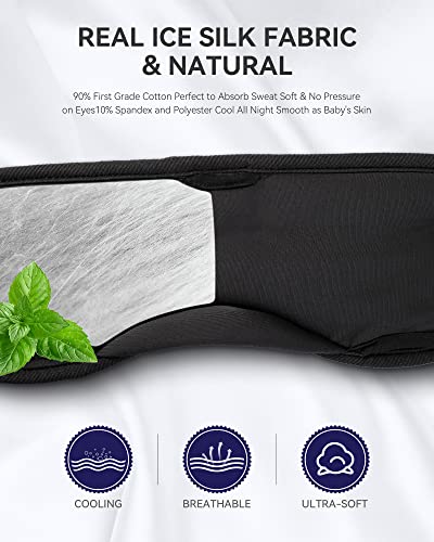 MUSICOZY Sleep Headphones Bluetooth 5.4 Sleep Mask with HD Sound | Breathable Flat Design with Cooling Lining, Washable Headband, 14 Hours Playtime for Travel Meditation Relaxation Gifts - color: Blue