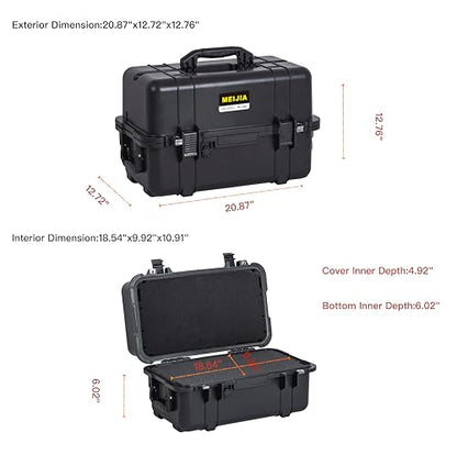 MEIJIA All Weather Waterproof Hard Camera Case,Hard Case,With Customized Fit Foam Included, Elegant Black,Fit for Drones,camera,lens (20.87"x12.72"x12.76") - size: 20.87"x12.72"x12.76"