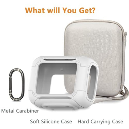 Protective Case for JBL Go 5 Portable Bluetooth Speaker | Accessories Hard Carrying Case and Silicone Cover with Metal Carabiner (White Case) - color: White Case