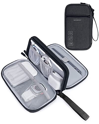 BAGSMART Electronics Travel Organizer for Cords Chargers Phones, Black | Double Layer, Travel Essentials, Tech Organizer Pouch, Cord organizer bag for Cables, Compact Travel Accessories - color: Double Layer Black