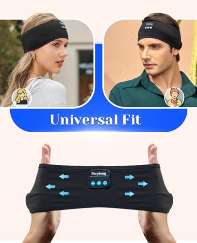 Perytong Sleep Headphones Wireless, Bluetooth Sports Headband Headphones with Ultra-Thin HD Stereo Speakers Perfect for Sleeping,Workout,Jogging,Yoga,Insomnia, Air Travel, Meditation (Black) - color: Black