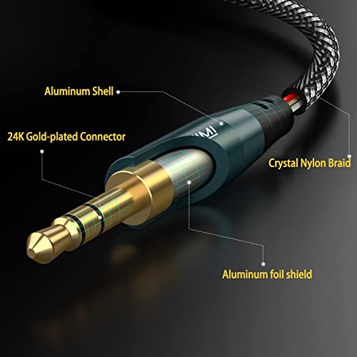 2-Pack 3.5mm Male to Male Stereo Audio Cable Strong Nylon Braided TRS Stereo Hi-Fi Sound AUX Cord for Car, Headphones, Speakers, Smartphones, Home Stereos (4 Feet/1.2m) - size: 4 FT / 2PACK