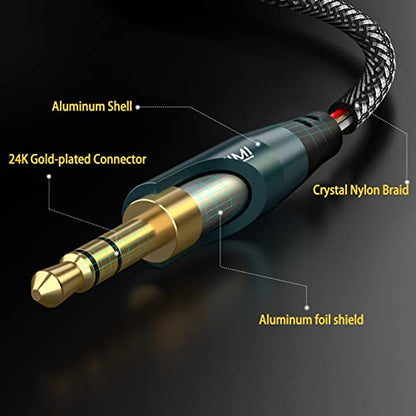 2-Pack 3.5mm Male to Male Stereo Audio Cable Strong Nylon Braided TRS Stereo Hi-Fi Sound AUX Cord for Car, Headphones, Speakers, Smartphones, Home Stereos (4 Feet/1.2m) - size: 4 FT / 2PACK